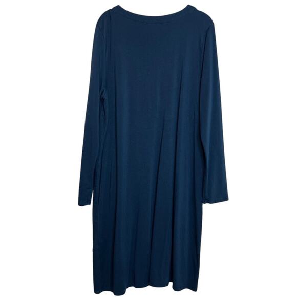 Pure Jill Womens Midi Shift Dress Size Large Dark Teal French Terry Knit Pockets - Picture 5 of 8